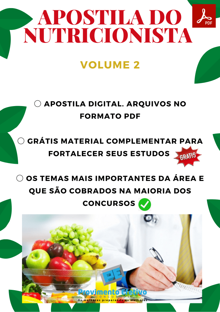Provimento Efetivo Concursos Apostila do Nutricionista Concursos