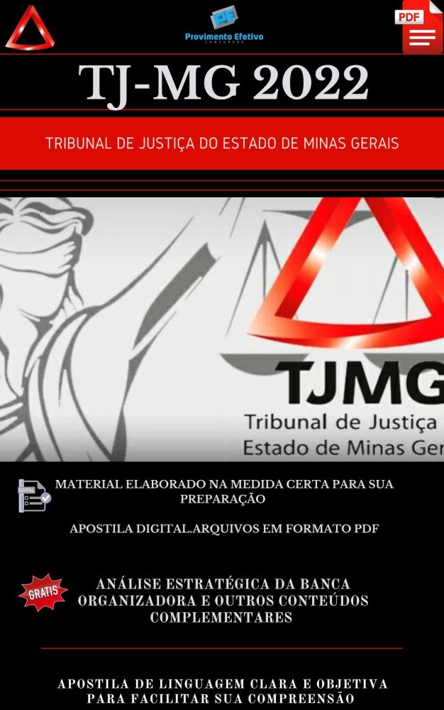 Provimento Efetivo Concursos - Apostila TJ MG Médico Analista Judiciário  2022